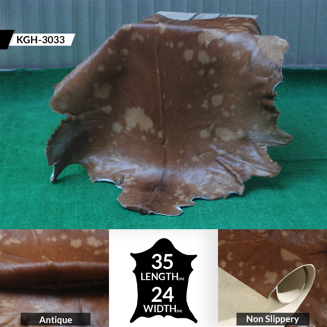 Authentic Hair-On Goat Skin Rug - Brown and White Pattern for Stylish Interiors