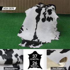 Handcrafted Black and White Goat Skin Rug - Soft and Durable Hair-On Leather