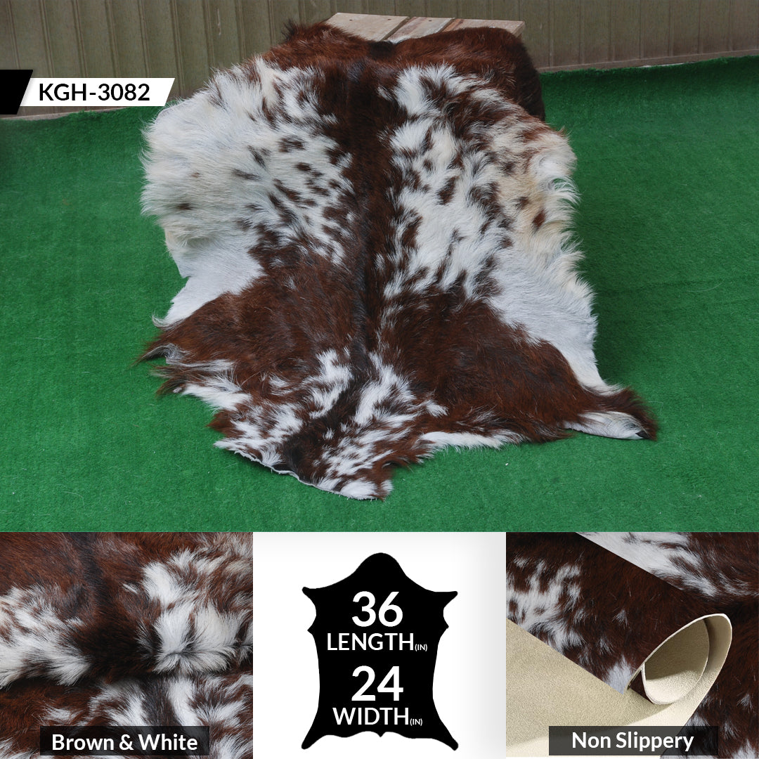 Premium Dark Brown Goat Hide Rug - Soft and Durable for Sophisticated Interiors