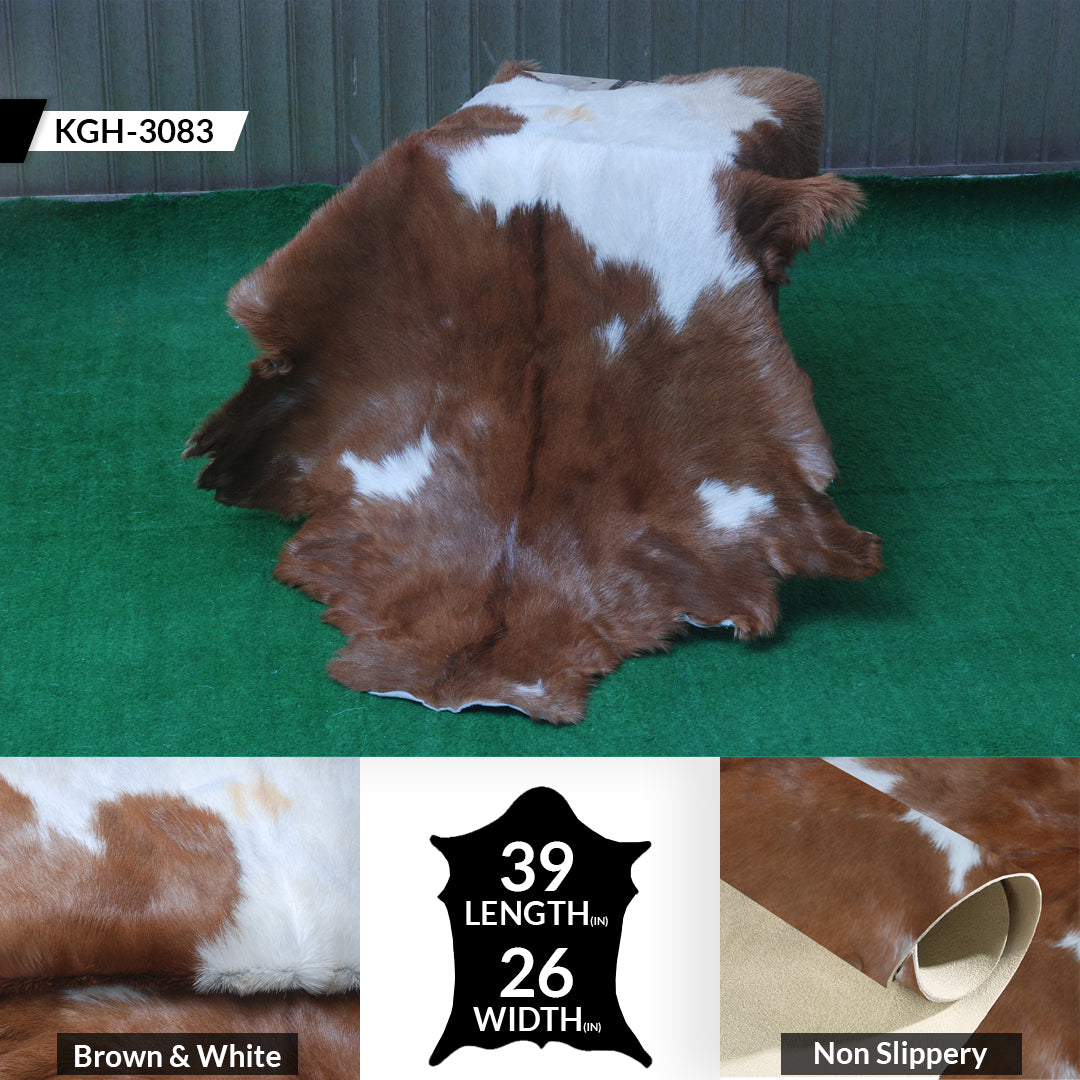 Rustic Dark Brown Goat Hide Rug - Genuine Leather for Timeless Home Styling