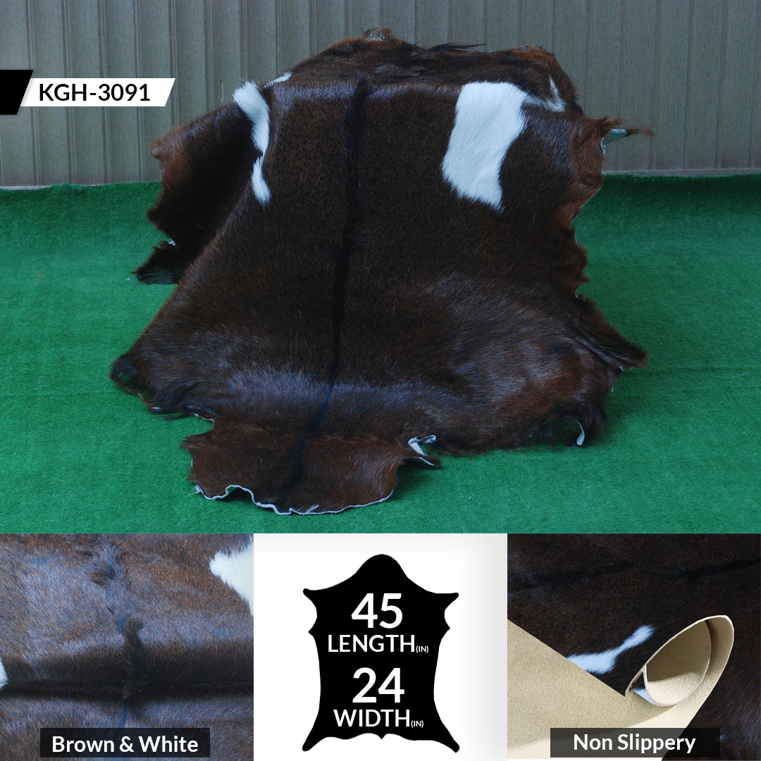 Authentic Dark Brown Goat Hide Rug - Unique Pattern for Modern and Classic Décor