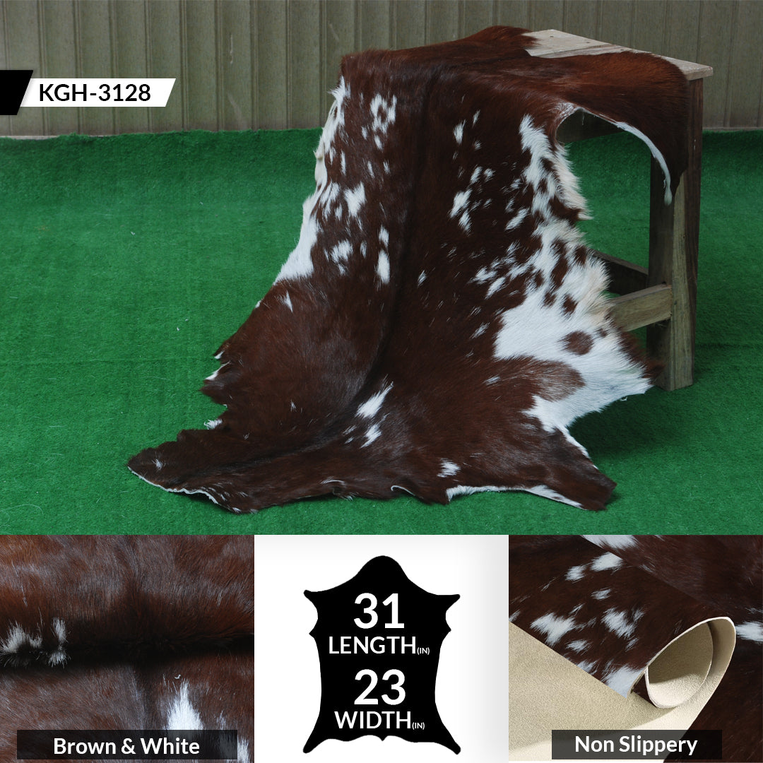 Premium Dark Brown Goat Hide Rug - Soft and Durable for Sophisticated Interiors