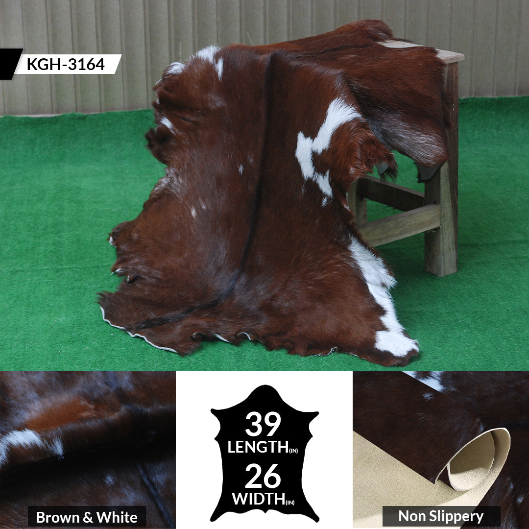 Handcrafted Dark Brown Goat Skin Rug - Genuine Leather for Luxurious Décor