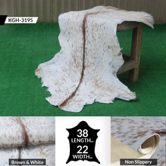 Handcrafted Brown and White Goat Skin Rug - Soft, Durable, and Elegant Décor