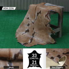 Luxurious Brown and White Goat Hide Rug - Natural Hair-On Leather for Home Styling