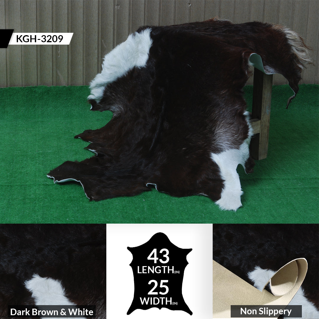 Stylish Black and White Goat Hide Rug - Unique Natural Pattern for Modern Homes