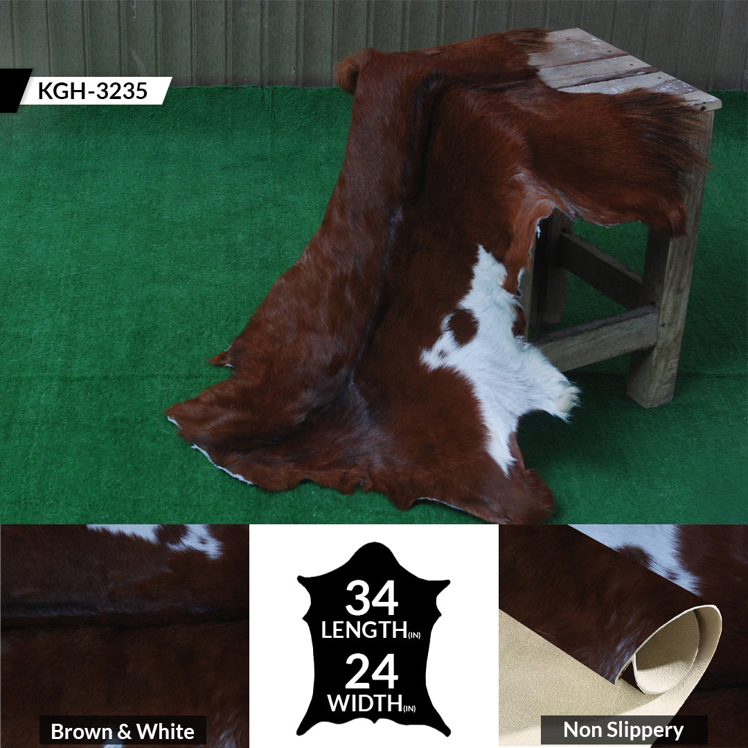 Premium Dark Brown Goat Skin Rug - Rustic Charm for Modern and Classic Interiors