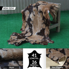 Handcrafted Tri-Color Goat Skin Rug - Soft and Durable for Elegant Interiors