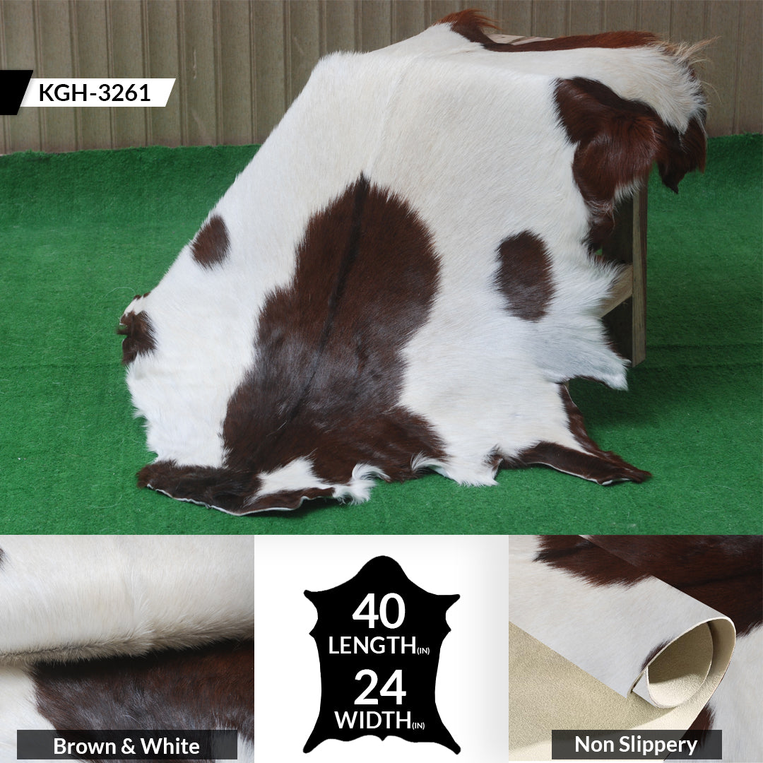 Handcrafted Dark Brown Goat Skin Rug - Genuine Leather for Luxurious Décor