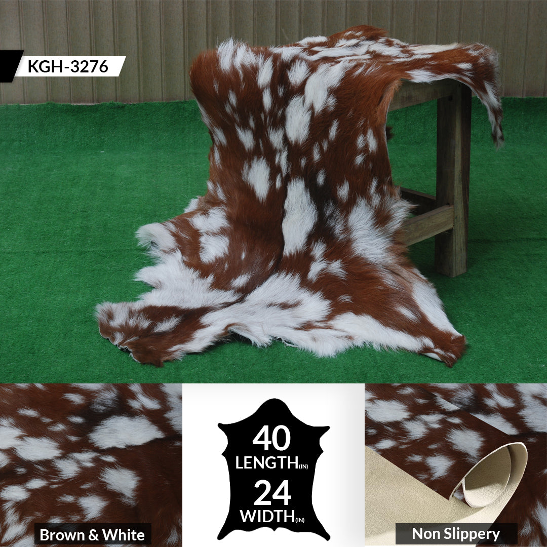 Natural Hair-On Dark Brown Goat Skin Rug - Elegant and Durable for Any Room