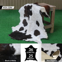 Rustic Black and White Goat Hide Rug - Perfect for Floor or Wall Décor