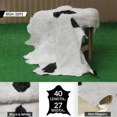 Luxurious Black and White Goat Skin Rug - Natural Hair-On Leather for Home Styling