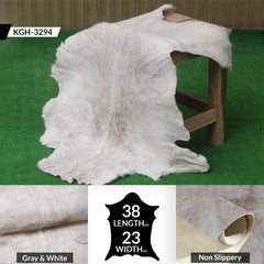 Luxurious Grey and White Natural Goat Skin Rug for Tranquil Wall Decor - Celestial Leather Limited