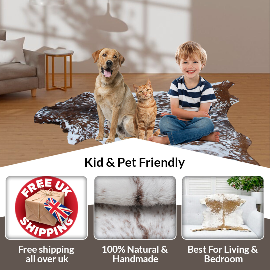 Luxurious Brown and Black Goat Skin Rug - Sustainable Hair-on Goat Hide Rug for Home Décor - Celestial Leather Limited