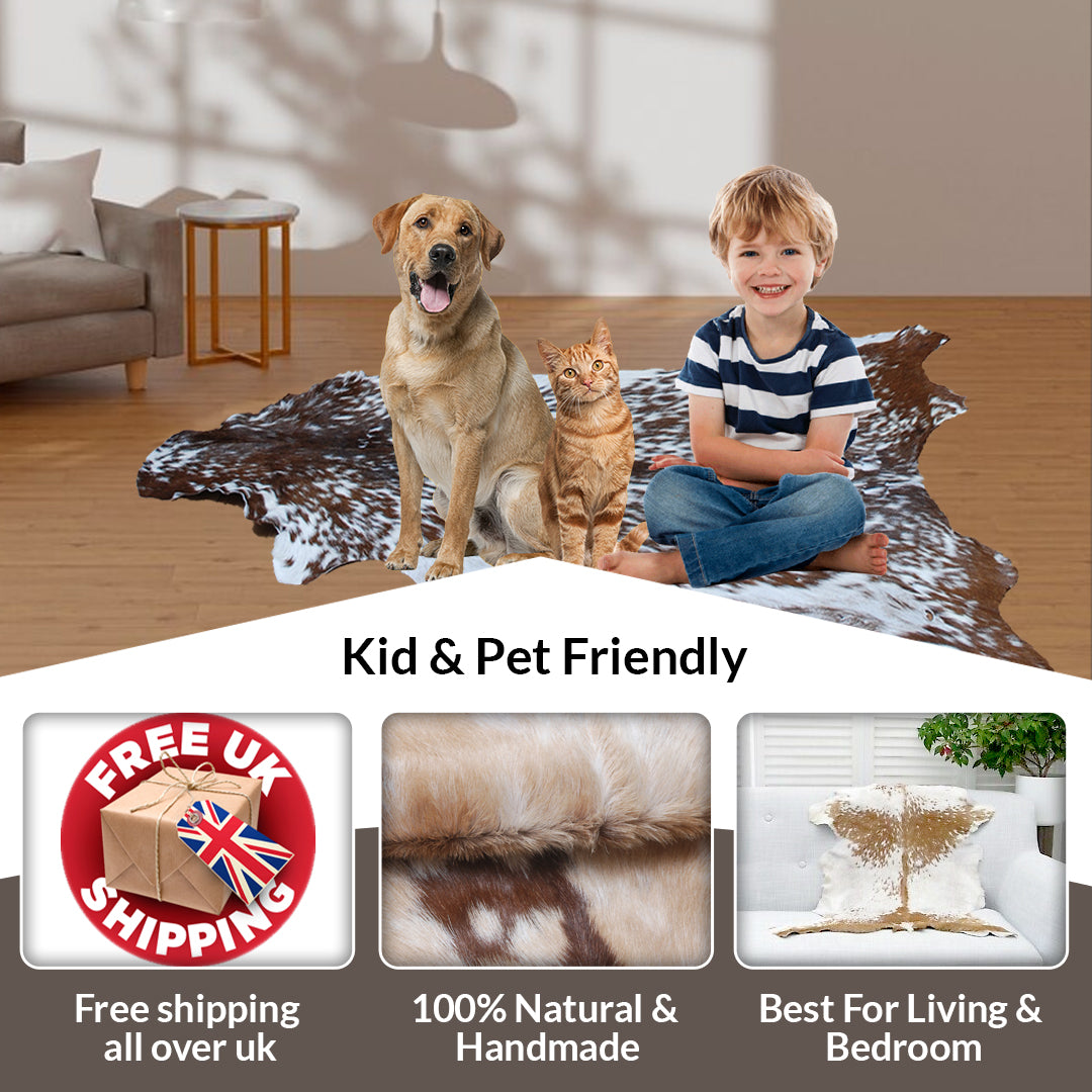 Celestial Tan Skin Rug - Soft, Durable, and Eco-Friendly - Handmade Pure Goat Skin Floor Rug - Non-Slip Suede Back