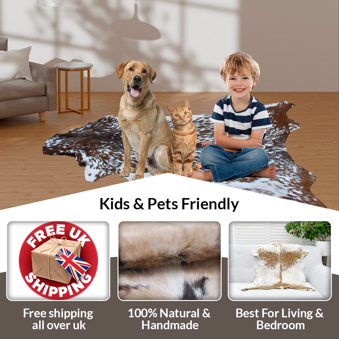 Luxurious Handmade Multicolour Goat Skin Rug - Soft, Kid & Pet Friendly, Hypoallergenic, Non-Shedding, Sustainable - Eco-Friendly