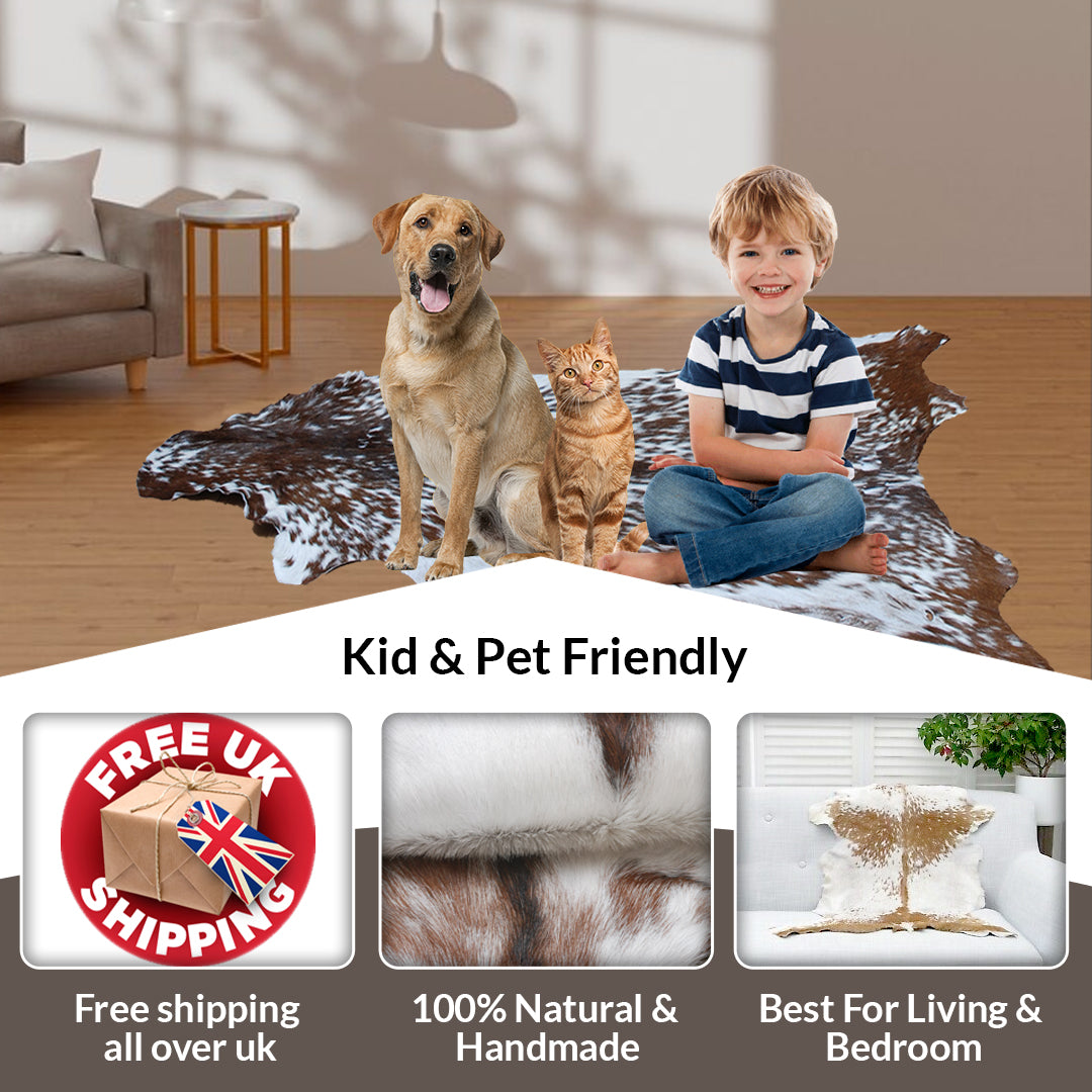 Authentic Dark Brown Goat Hide Rug - Unique Pattern for Modern and Classic Décor