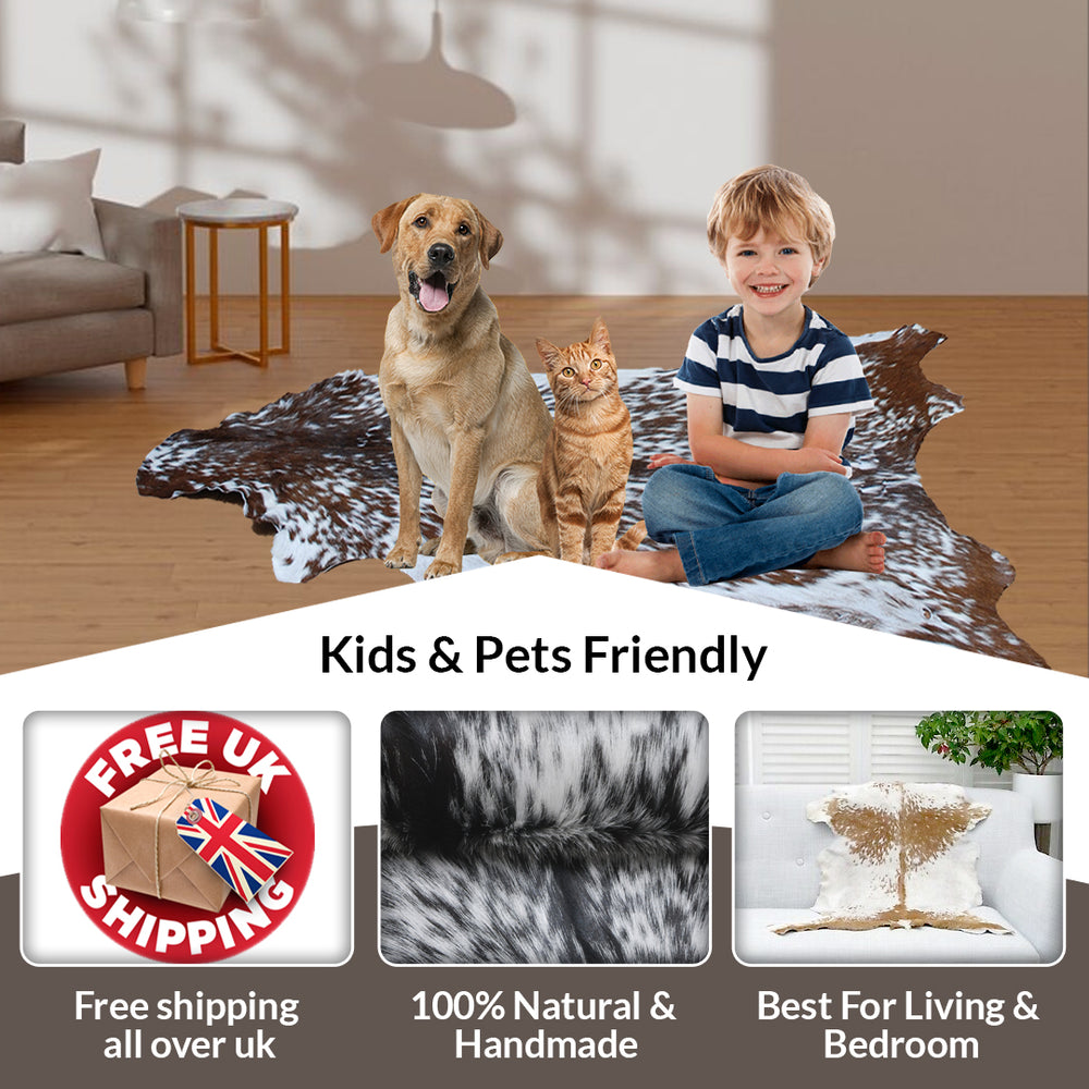 Sophisticated Black & White Goat Skin Rug - Genuine Goathide with Bold Graphic Pattern - Hypoallergenic - Non-Shedding - Eco-Friendly Floor - Celestial Leather Limited