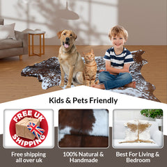 Luxury Brown & White Goat Hide Rug | Premium Hair-On Skin Rug for Home Decor - Celestial Leather Limited