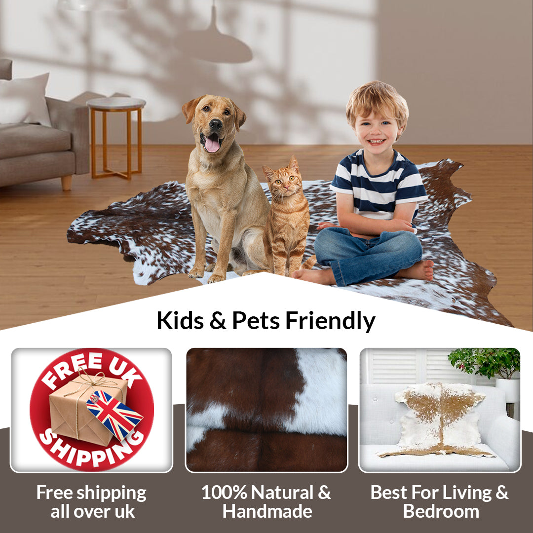 Natural Hair-On Dark Brown Goat Skin Rug - Elegant and Durable for Any Room