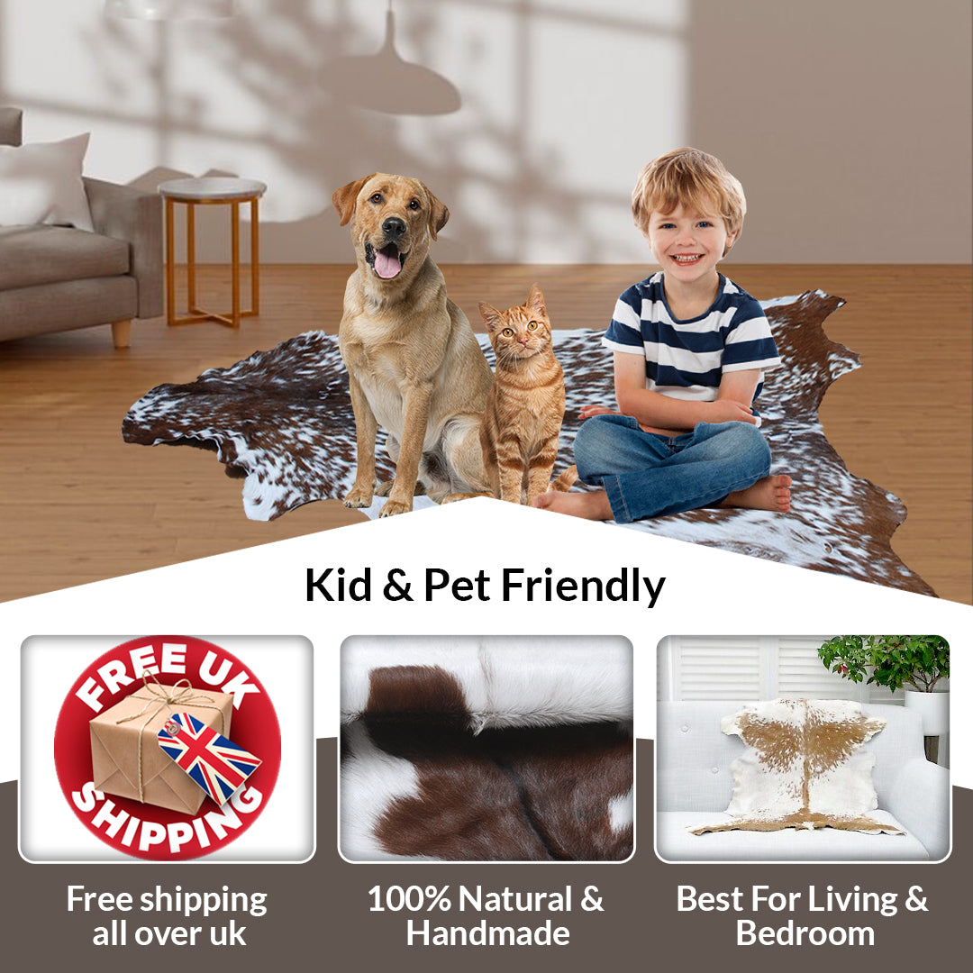 Luxurious Dark Brown Goat Skin Rug - Genuine Hair-On Leather for Elegant Décor