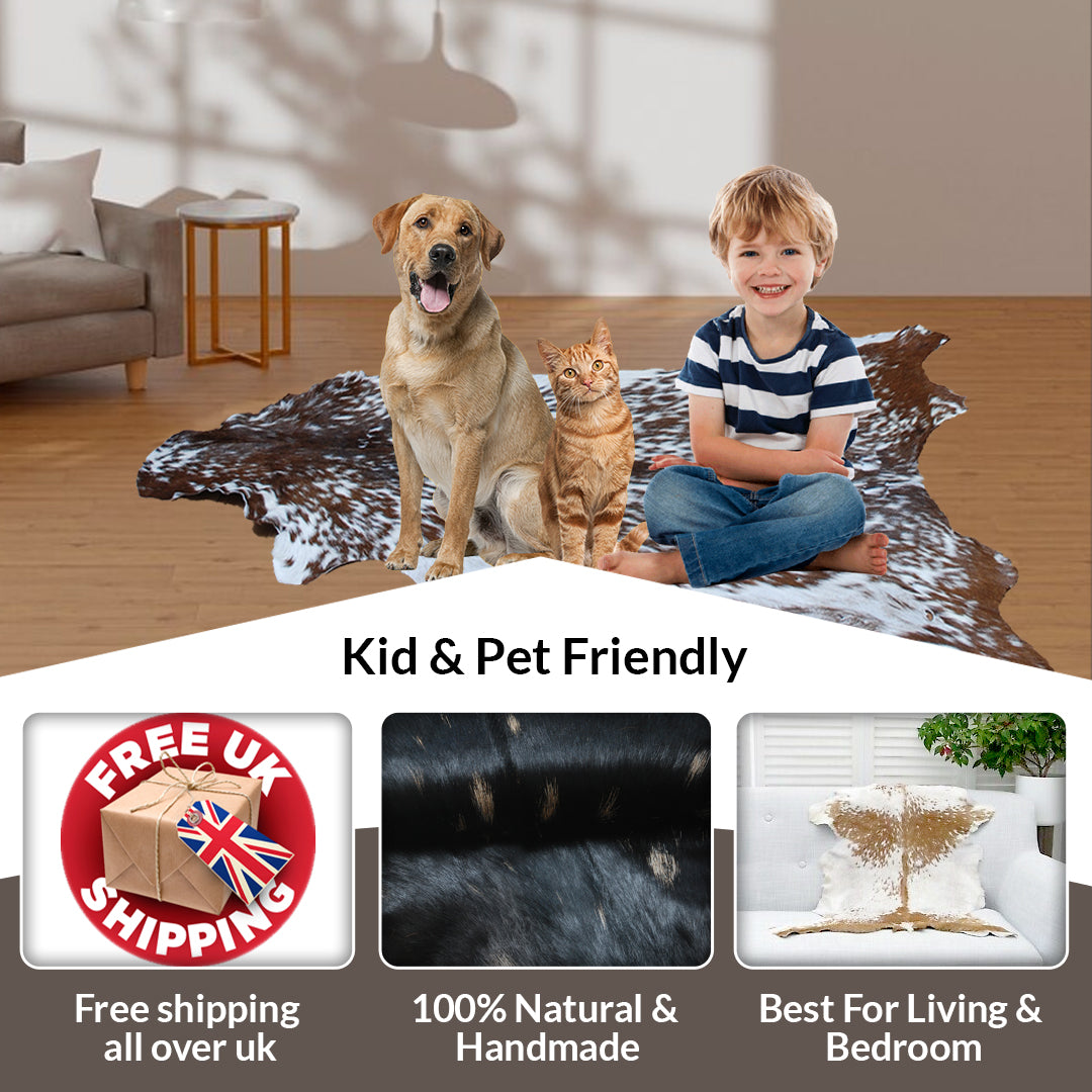 Stylish Dark Brown Goat Hide Rug - Perfect Accent for Contemporary Homes