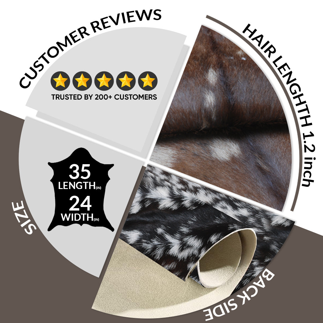 Goat Skin Rug: Tri-Color genuine Goat hide rug