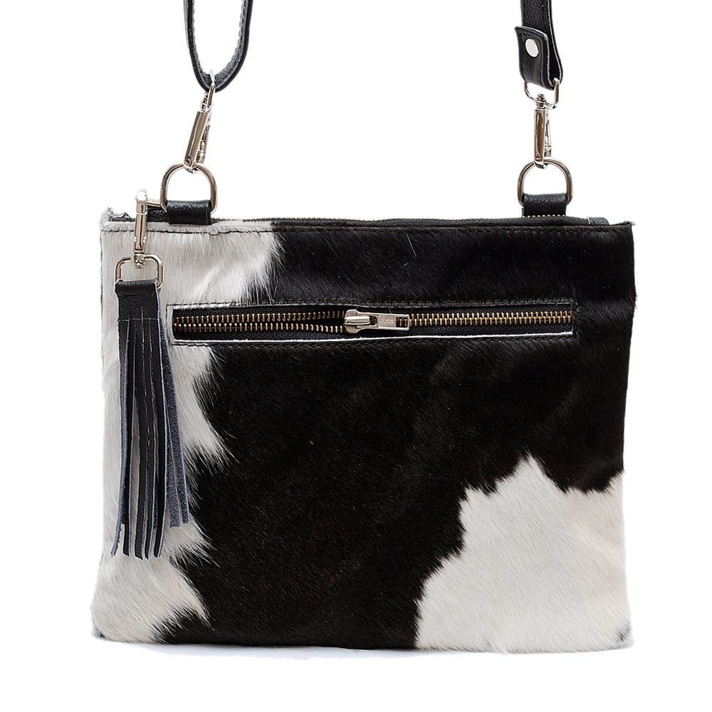 Luxurious Handcrafted Vegan Leather Handbag with Adjustable Strap and Gold Hardware - Unique Cowhide Design for a Stylish Evening Look - Celestial Leather Limited