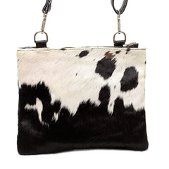 Luxurious Vegan Leather Handbag with Gold Hardware and Adjustable Strap - Unique Cowhide Design - Handcrafted Evening Bag - Celestial Leather Limited