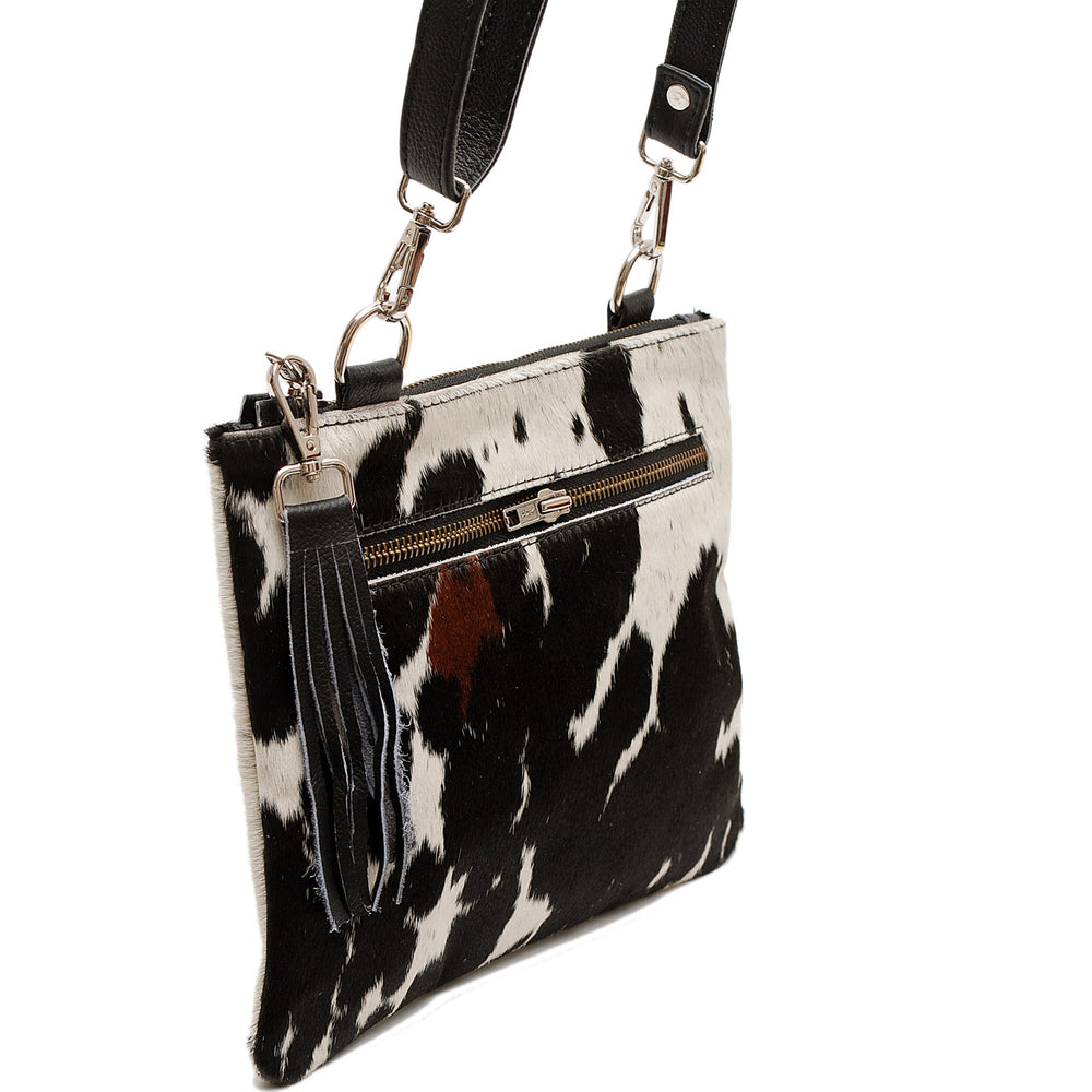 Luxurious Custom Vegan Leather Handbag with Gold Hardware - Unique Cowhide Markings, Adjustable Strap, Distressed Design - Perfect Gift for - Celestial Leather Limited