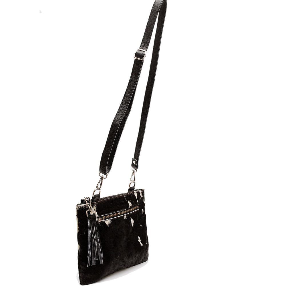 Luxurious Vegan Leather Handbag with Gold Hardware and Adjustable Strap - Unique Cowhide Design - Handcrafted Evening Bag - Celestial Leather Limited