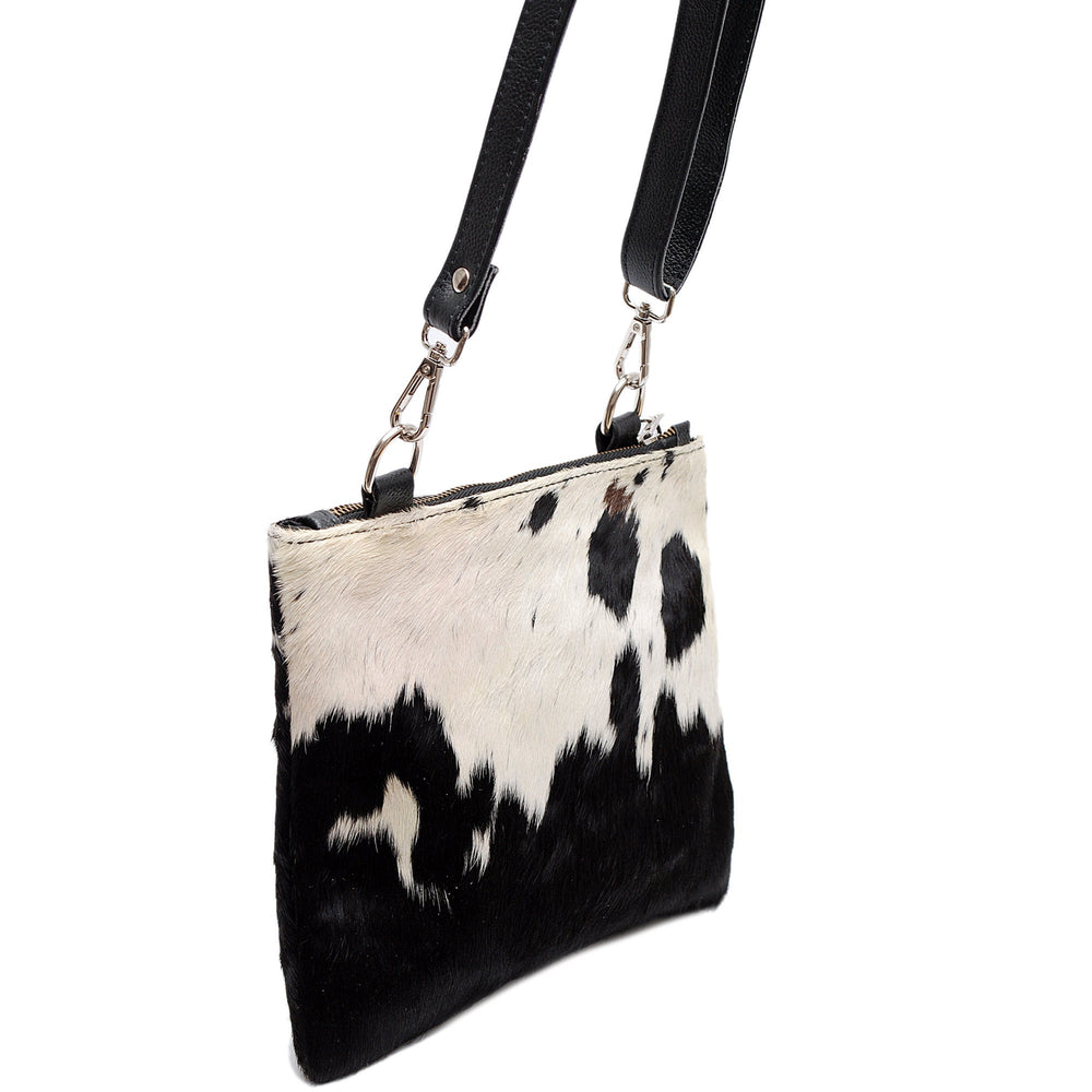 Luxurious Vegan Leather Handbag with Gold Hardware and Adjustable Strap - Unique Cowhide Design - Handcrafted Evening Bag - Celestial Leather Limited