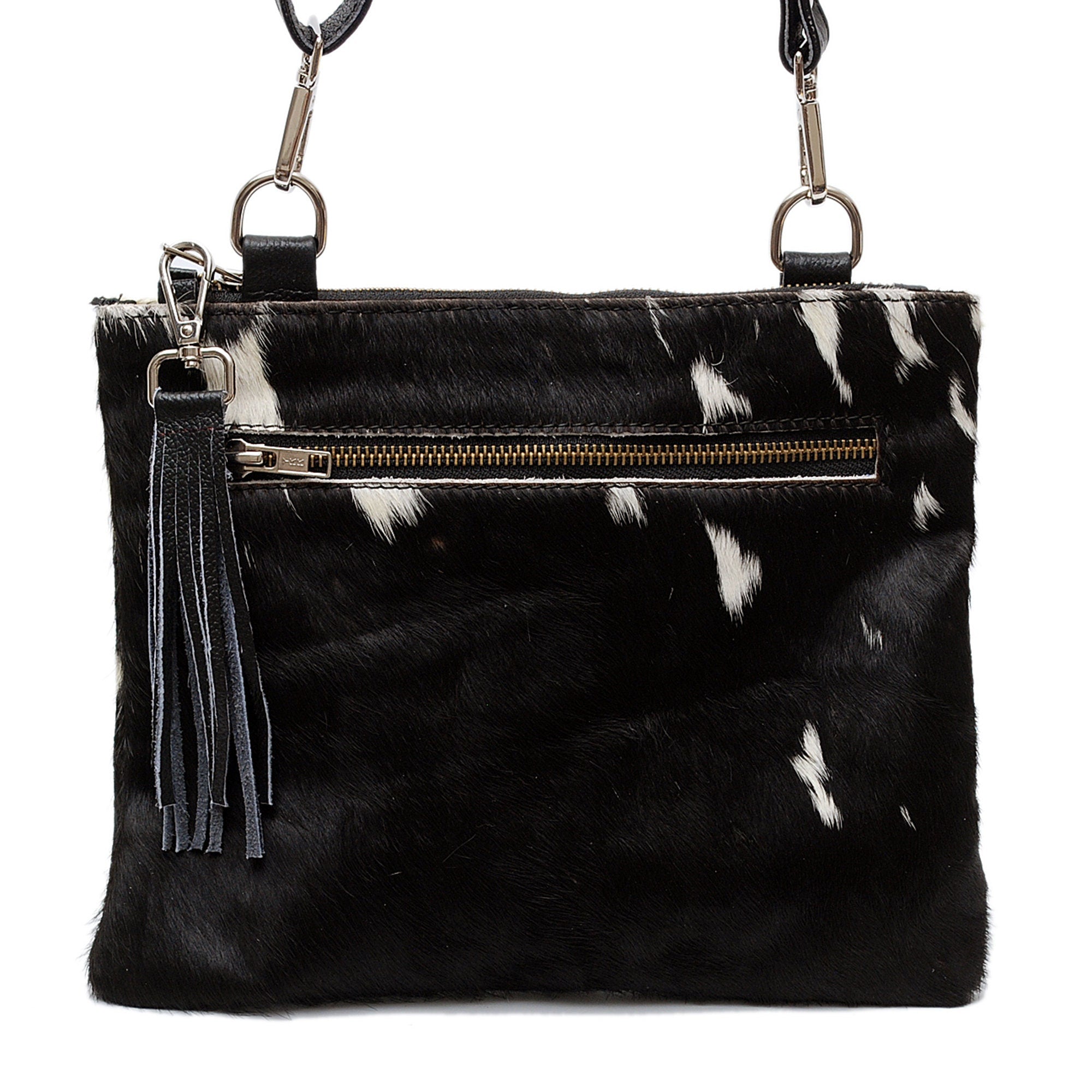 Luxurious Vegan Leather Handbag with Gold Hardware and Adjustable Strap - Unique Cowhide Design - Handcrafted Evening Bag - Celestial Leather Limited