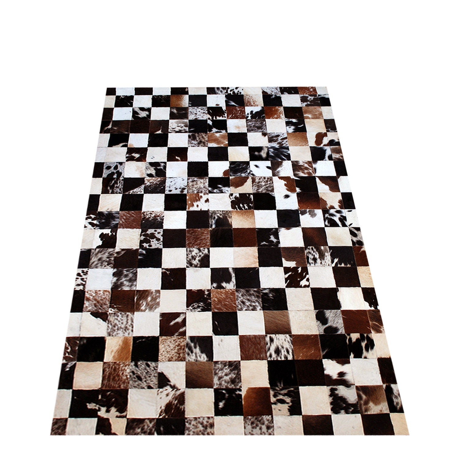 Luxurious Handmade Cowhide Patchwork Rug - Unique Leather Area Rug for Home Décor