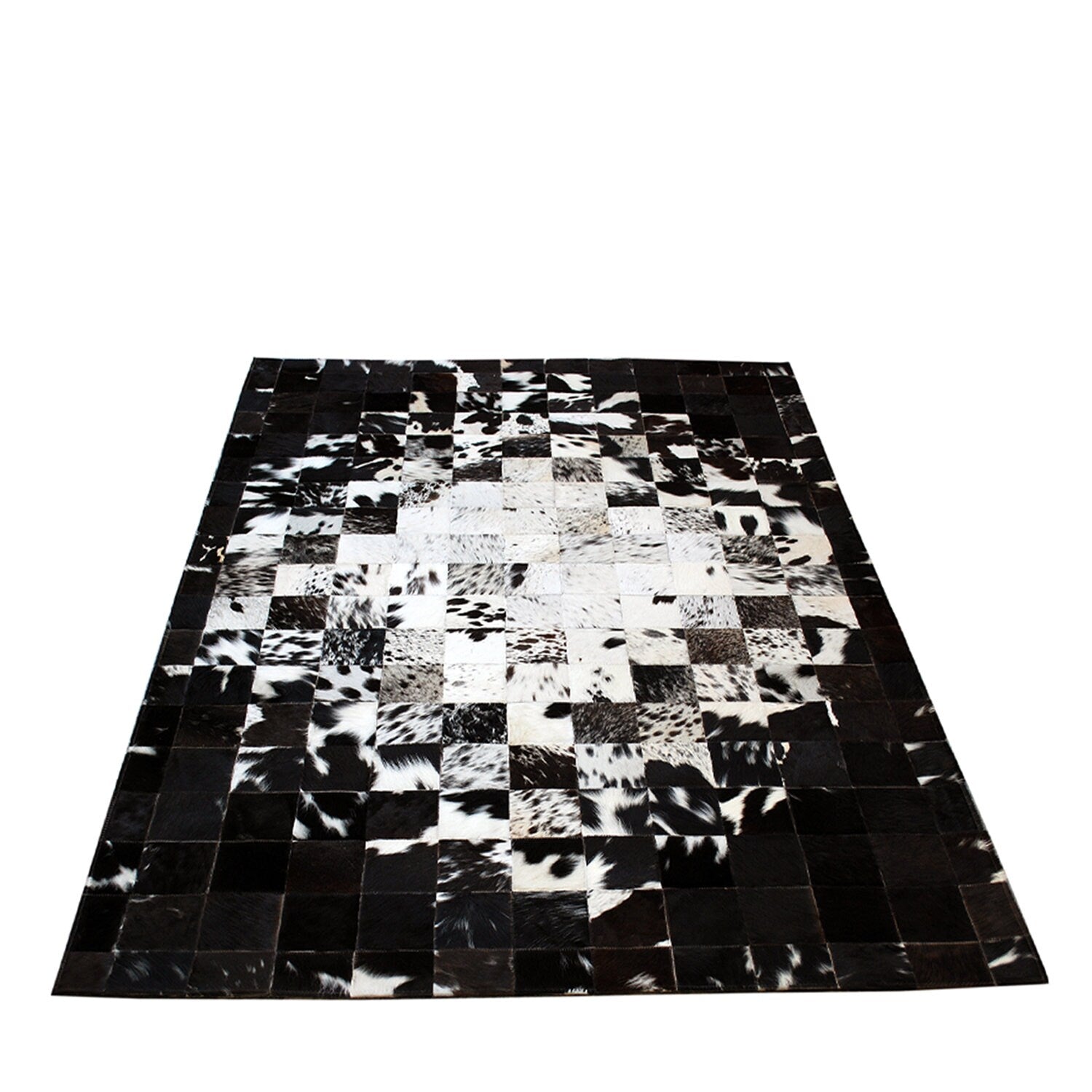 Luxurious Handmade Natural Cowhide Patchwork Rug with Zig Zag Stitching - Unique Home Décor Accent - Custom Sizes Available