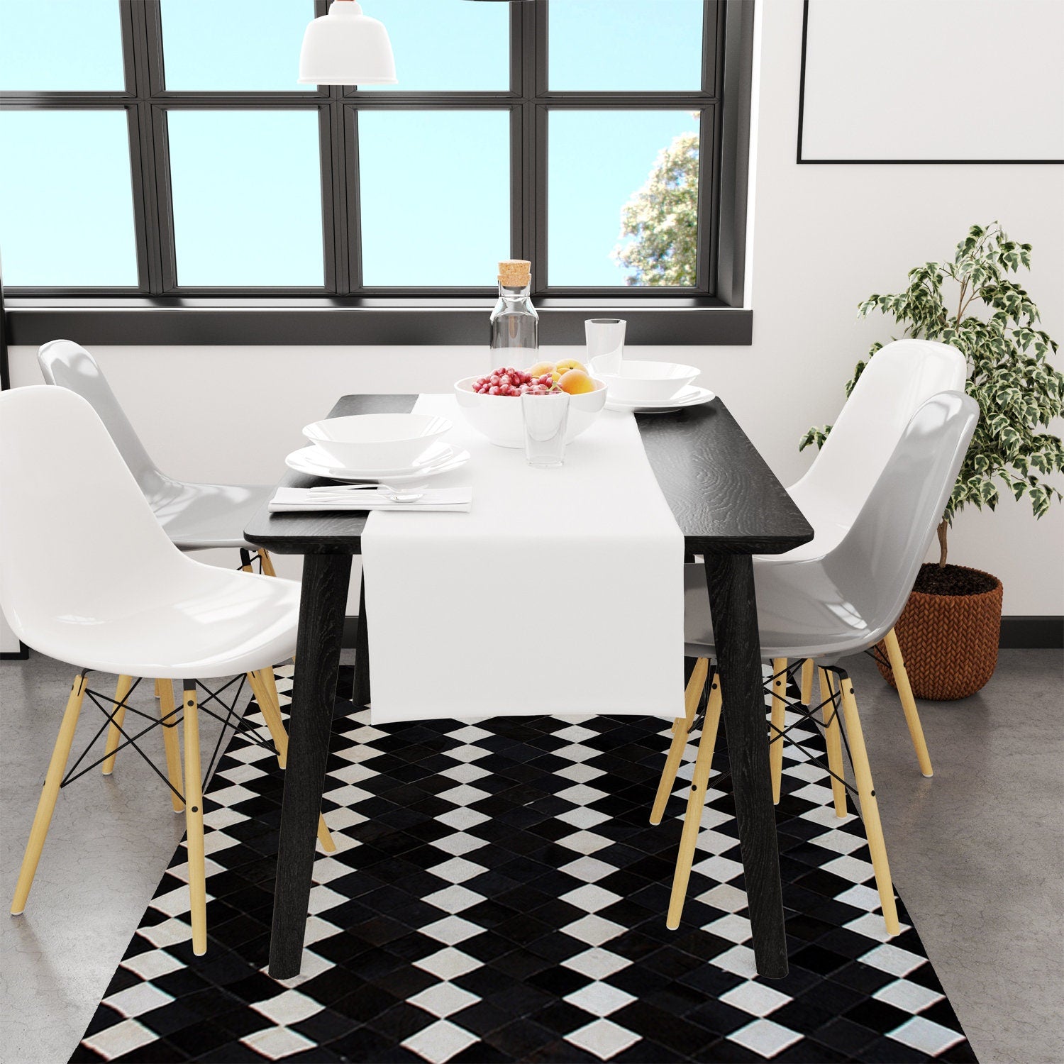 Luxurious Handmade Cowhide Patchwork Rug - Unique Natural Cow Skin Home Decor - Zig Zag Stitching - Genuine Leather Area Rug - Custom Sizes