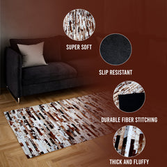 Unique Handmade Cowhide Leather Patchwork Rug for Home Décor - Custom Sizes Available