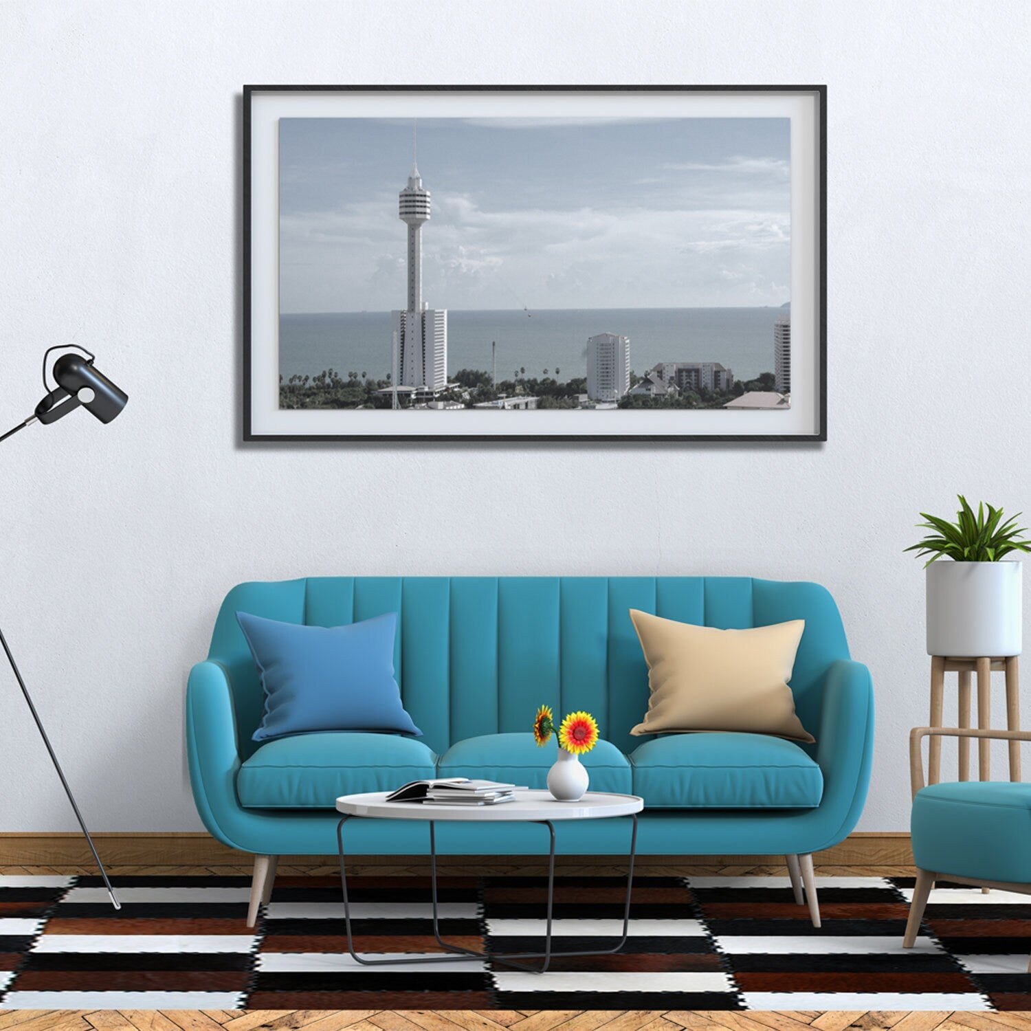 Handmade Genuine Cowhide Patchwork Rug with Zig Zag Stitching - Unique & Luxurious Area Rug for Home Décor - Custom Sizes Available