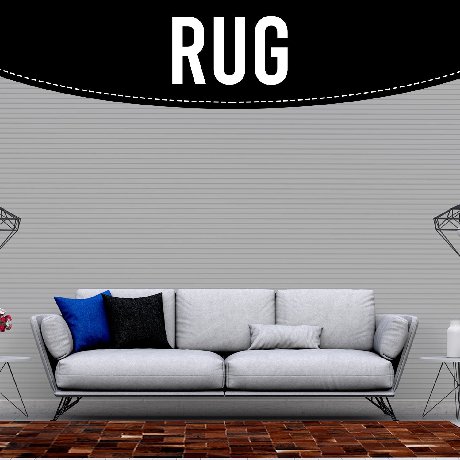 Handcrafted Cowhide Patchwork Rug with Zig Zag Stitching - Unique & Luxurious Home Decor Accent - Custom Sizes Available