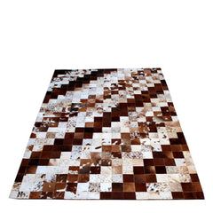 Luxurious Handmade Cowhide Patchwork Rug - Unique Home Décor Accent with Genuine Leather for Living Room or Bedroom - Custom Sizes