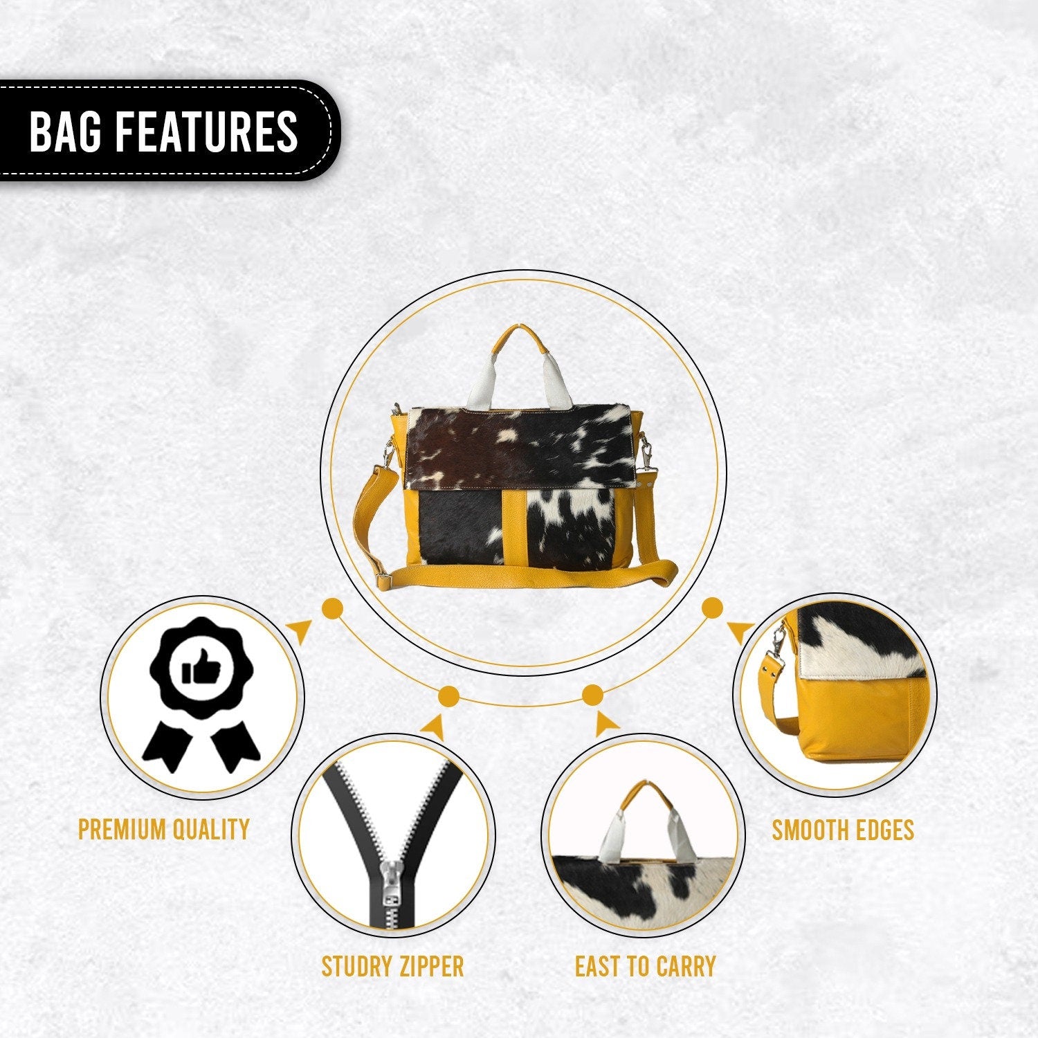 Stylish Cowhide Leather Laptop Bag with Fur Accent and Detachable Shoulder Strap, Red, Black & White Animal Print Business Briefcase