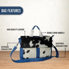 Exquisite Cowhide Laptop Bag with Genuine Cattle Hair and Fur On Bag Unisex Briefcase Business Animal Print - DSC-0637