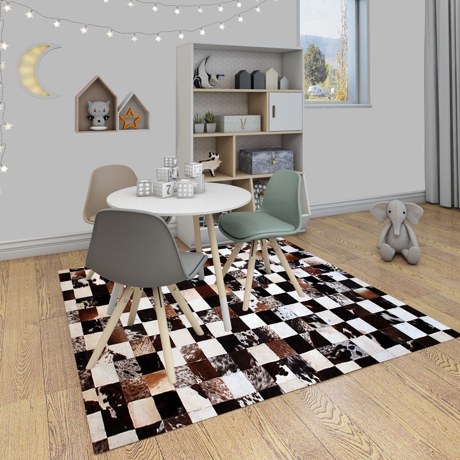 Luxurious Handmade Cowhide Patchwork Rug - Unique Leather Area Rug for Home Décor