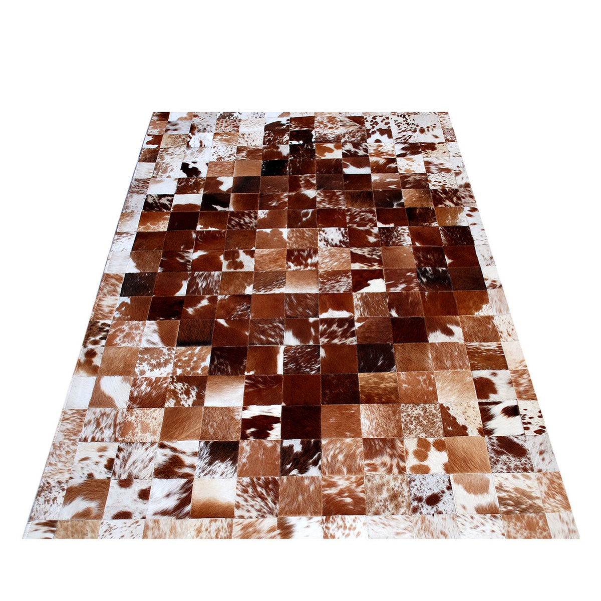Luxurious Handmade Cowhide Patchwork Rug with Zig Zag Stitching - Unique & Practical Home Décor Accent with 100% Natural Cowhide Leather