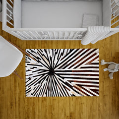 Luxurious Handmade Cowhide Patchwork Rug with Zig Zag Stitching - Unique Home Decor Accent - Custom Orders Available