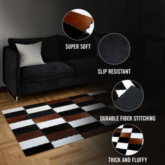 Handmade Genuine Cowhide Patchwork Rug with Zig Zag Stitching - Unique & Luxurious Area Rug for Home Décor - Custom Sizes Available