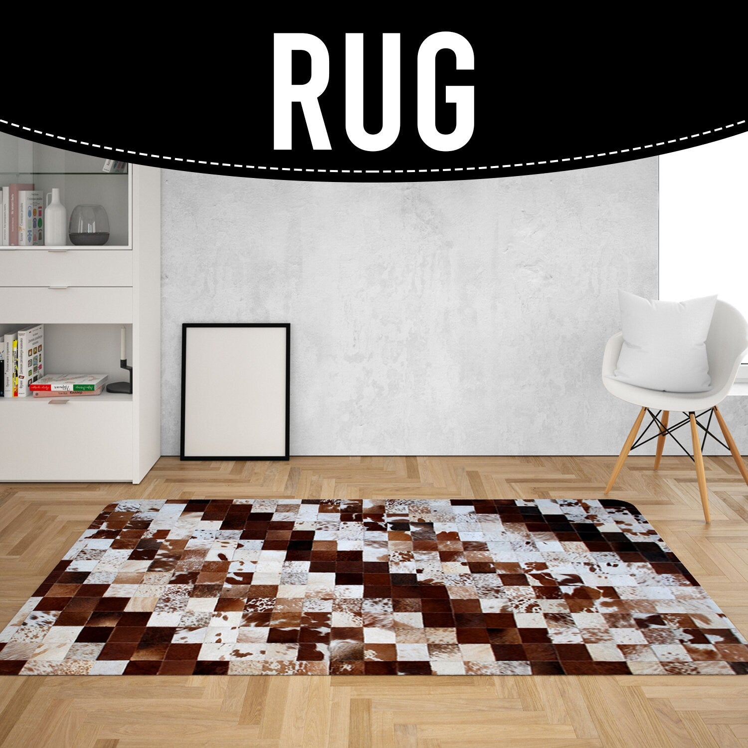 Luxurious Handmade Cowhide Patchwork Rug - Unique Home Décor Accent with Genuine Leather for Living Room or Bedroom - Custom Sizes