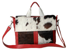 Luxury Cowhide Leather Hair On Laptop Bag Briefcase - Stylish Unisex Business Messenger Bag with Eco-Friendly Design