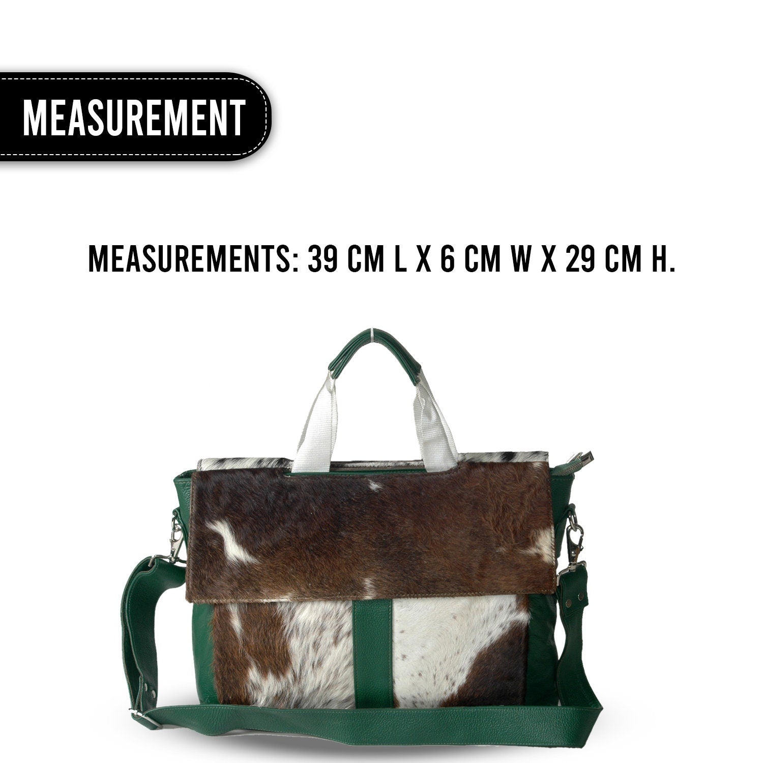 Stylish Brown And White Texture Laptop Bag With Soft Natural Fur Green Straps Business Briefcase DSC-0595