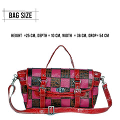 Gorgeous Handcrafted Multi-Colour Leather Shoulder Bag with Crocodile Print and Distressed Detailing